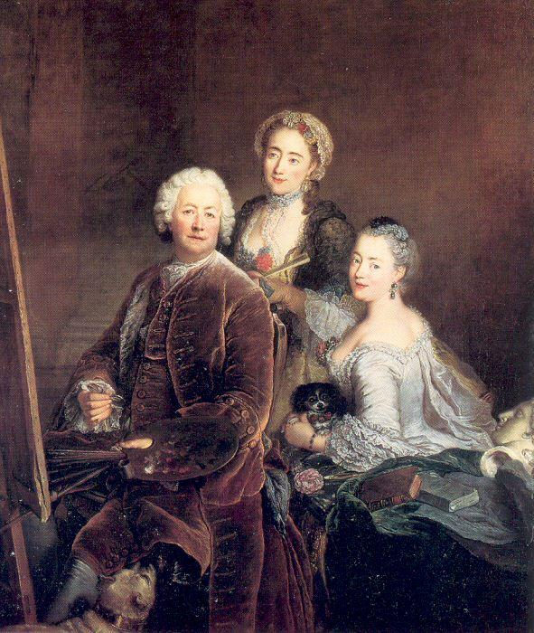 PESNE, Antoine The Artist at Work with his Two Daughters oil painting image
